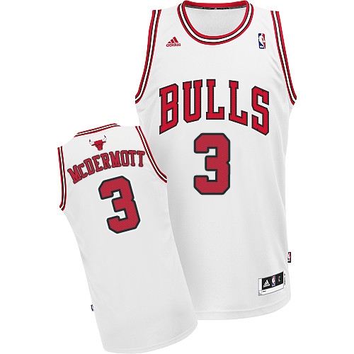 Doug McDermott Swingman In White Adidas NBA Chicago Bulls #3 Men's Home Jersey - Click Image to Close