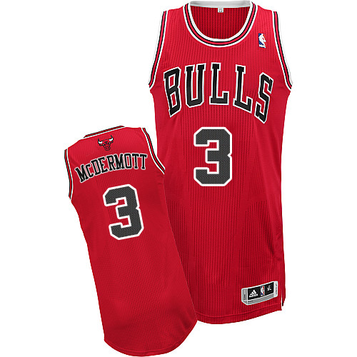Doug McDermott Authentic In Red Adidas NBA Chicago Bulls #3 Men's Road Jersey - Click Image to Close