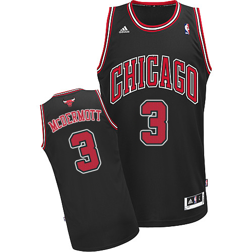 Doug McDermott Authentic In Black Adidas NBA Chicago Bulls #3 Men's Alternate Jersey