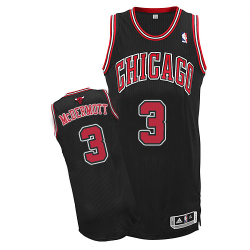 Doug McDermott Swingman In Black Adidas NBA Chicago Bulls #3 Men's Alternate Jersey