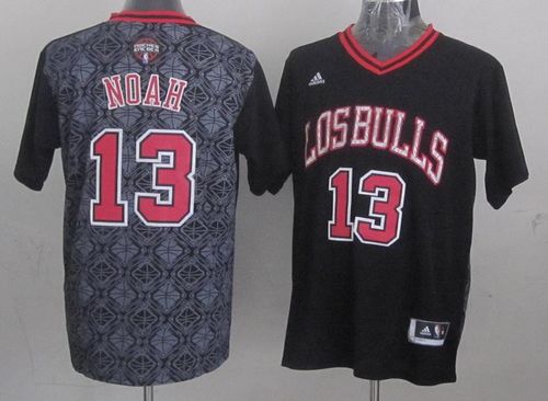 Joakim Noah Authentic In Black Adidas NBA Chicago Bulls New Latin Nights #13 Men's Jersey