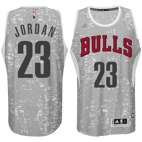 Michael Jordan Authentic In Grey Adidas NBA Chicago Bulls City Light #23 Men's Jersey - Click Image to Close