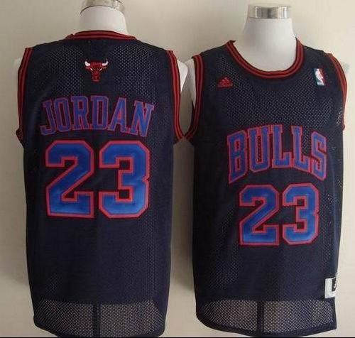 Michael Jordan Authentic In Black/Blue Adidas NBA Chicago Bulls #23 Men's Jersey