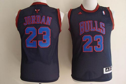 Michael Jordan Authentic In Black/Blue Adidas NBA Chicago Bulls #23 Youth Jersey