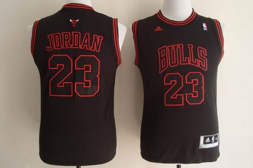 Michael Jordan Authentic In Black Adidas NBA Chicago Bulls #23 Youth Jersey