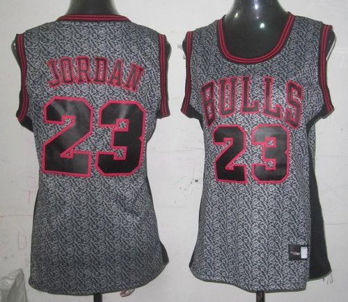 Michael Jordan Authentic In Grey Adidas NBA Chicago Bulls Static Fashion #23 Women's Jersey - Click Image to Close