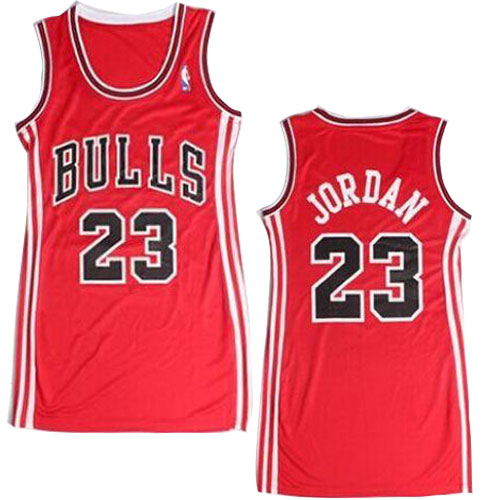 Michael Jordan Authentic In Red Adidas NBA Chicago Bulls Dress #23 Women's Jersey - Click Image to Close
