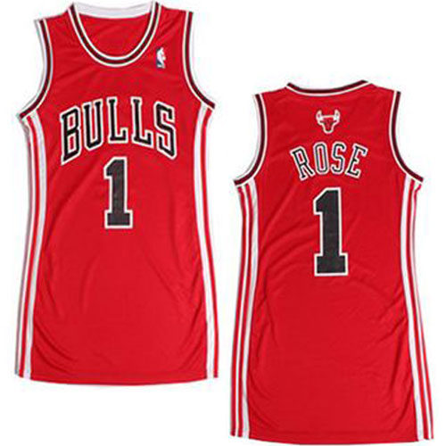 Derrick Rose Swingman In Red Adidas NBA Chicago Bulls Dress #1 Women's Jersey
