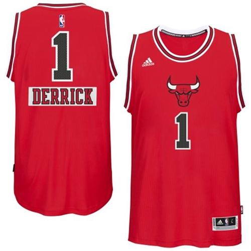 Derrick Rose Authentic In Red Adidas NBA Chicago Bulls 2014-15 Christmas Day #1 Men's Jersey - Click Image to Close