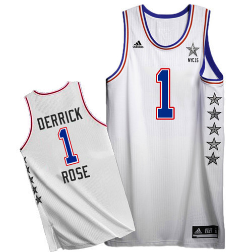 Derrick Rose Authentic In White Adidas NBA Chicago Bulls 2015 All Star #1 Men's Jersey - Click Image to Close