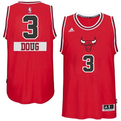 Doug McDermott Authentic In Red Adidas NBA Chicago Bulls 2014-15 Christmas Day #3 Men's Jersey - Click Image to Close