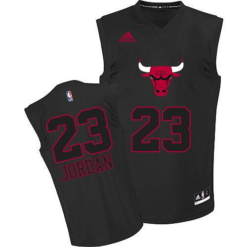 Michael Jordan Authentic In Black Adidas NBA Chicago Bulls Fashion II #23 Men's Jersey