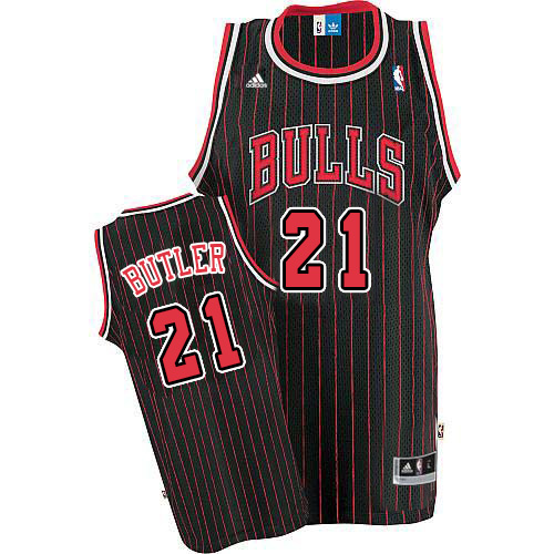 Jimmy Butler Authentic In Black/Red Adidas NBA Chicago Bulls #21 Men's Jersey - Click Image to Close