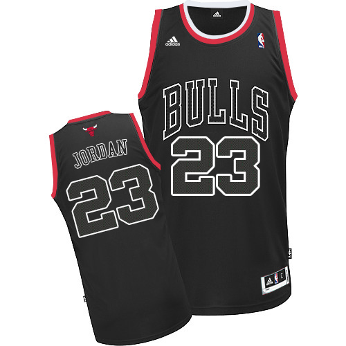 Michael Jordan Authentic In Black Shadow Adidas NBA Chicago Bulls #23 Men's Jersey