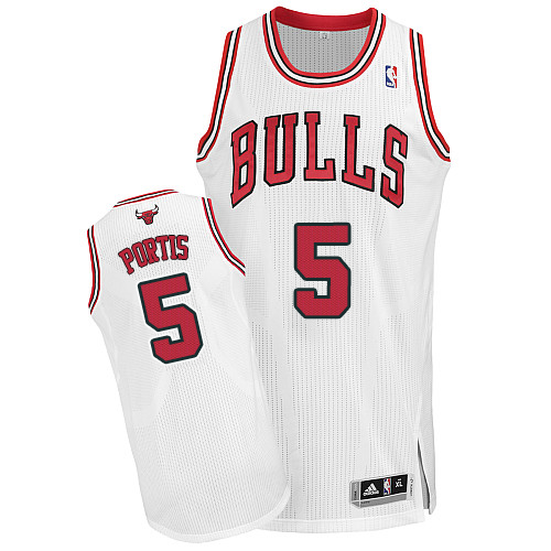 Bobby Portis Authentic In White Adidas NBA Chicago Bulls #5 Men's Home Jersey - Click Image to Close