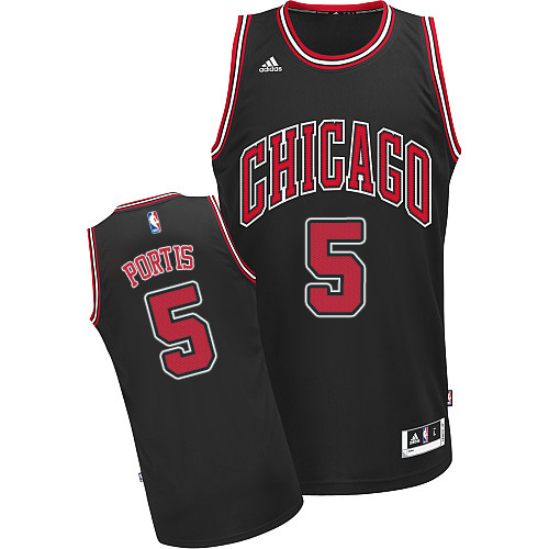 Bobby Portis Swingman In Black Adidas NBA Chicago Bulls #5 Men's Alternate Jersey - Click Image to Close