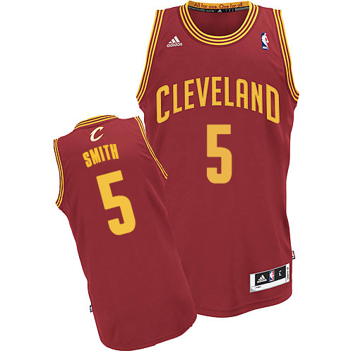 J.R. Smith Swingman In Wine Red Adidas NBA Cleveland Cavaliers #5 Men's Road Jersey - Click Image to Close