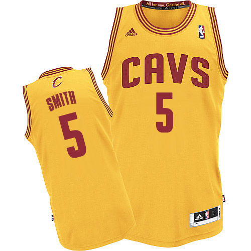 J.R. Smith Authentic In Gold Adidas NBA Cleveland Cavaliers #5 Men's Alternate Jersey - Click Image to Close
