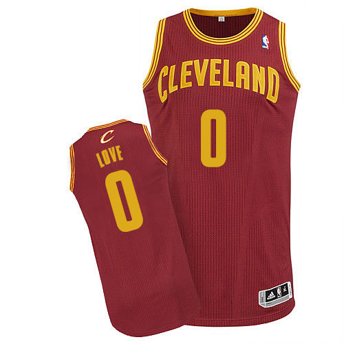 Kevin Love Authentic In Wine Red Adidas NBA Cleveland Cavaliers #0 Men's Road Jersey - Click Image to Close