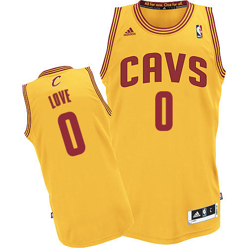 Kevin Love Authentic In Gold Adidas NBA Cleveland Cavaliers #0 Men's Alternate Jersey - Click Image to Close
