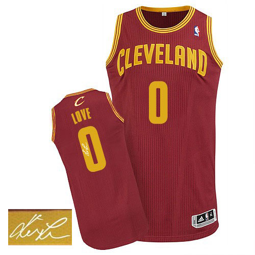 Kevin Love Authentic In Wine Red Adidas NBA Cleveland Cavaliers Autographed #0 Men's Road Jersey - Click Image to Close