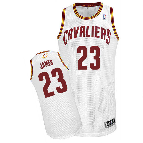 LeBron James Authentic In White Adidas NBA Cleveland Cavaliers #23 Men's Home Jersey - Click Image to Close