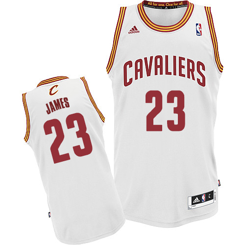 LeBron James Swingman In White Adidas NBA Cleveland Cavaliers #23 Men's Home Jersey - Click Image to Close
