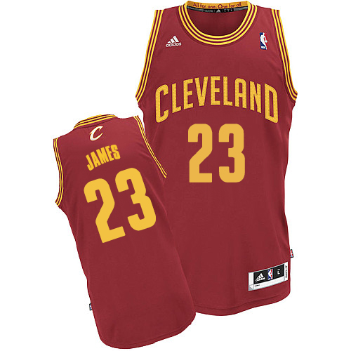 LeBron James Swingman In Wine Red Adidas NBA Cleveland Cavaliers #23 Men's Road Jersey - Click Image to Close