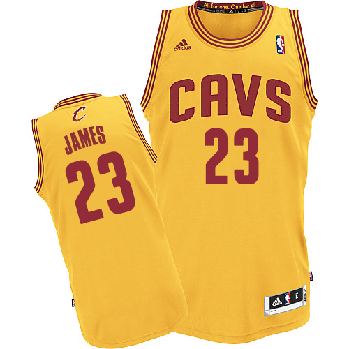 LeBron James Authentic In Gold Adidas NBA Cleveland Cavaliers #23 Men's Alternate Jersey - Click Image to Close