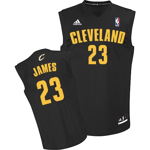 LeBron James Authentic In Black Adidas NBA Cleveland Cavaliers Fashion #23 Men's Jersey - Click Image to Close