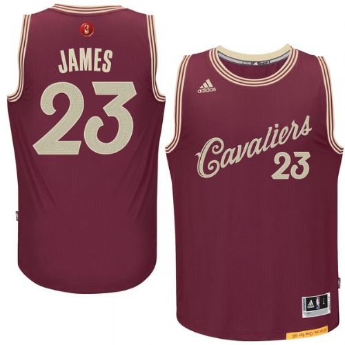 LeBron James Authentic In Red Adidas NBA Cleveland Cavaliers 2015-16 Christmas Day #23 Men's Jersey