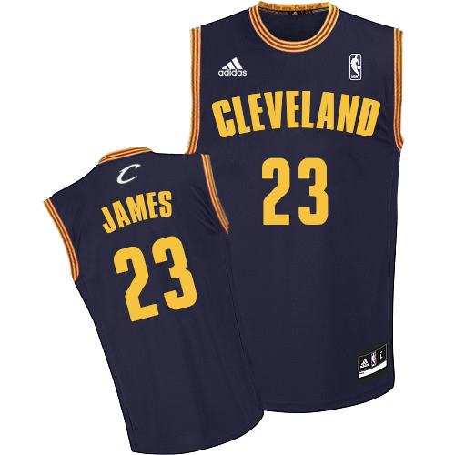 LeBron James Authentic In Navy Blue Adidas NBA Cleveland Cavaliers #23 Men's Throwback Jersey