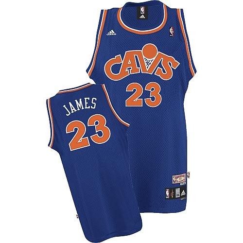 LeBron James Authentic In Blue Adidas NBA Cleveland Cavaliers CAVS #23 Men's Throwback Jersey