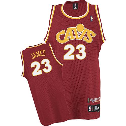 LeBron James Authentic In Wine Red Adidas NBA Cleveland Cavaliers CAVS #23 Men's Throwback Jersey - Click Image to Close