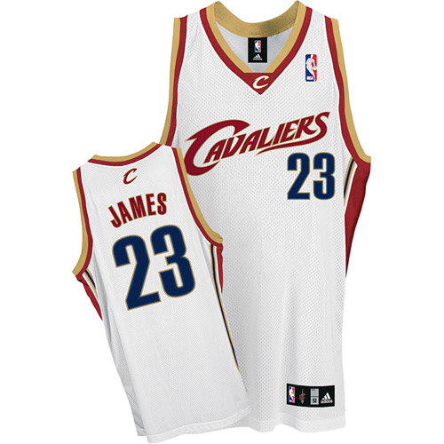 LeBron James Authentic In White Adidas NBA Cleveland Cavaliers #23 Men's Jersey - Click Image to Close