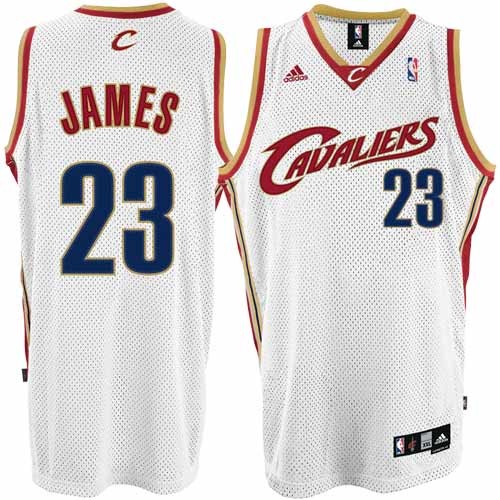 LeBron James Swingman In White Adidas NBA Cleveland Cavaliers #23 Men's Jersey
