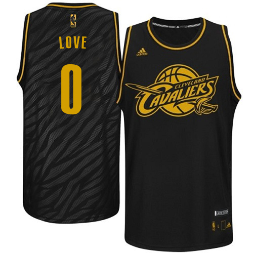 Kevin Love Authentic In Black Adidas NBA Cleveland Cavaliers Precious Metals Fashion #0 Men's Jersey