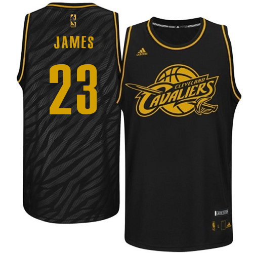 LeBron James Authentic In Black Adidas NBA Cleveland Cavaliers Precious Metals Fashion #23 Men's Jersey - Click Image to Close