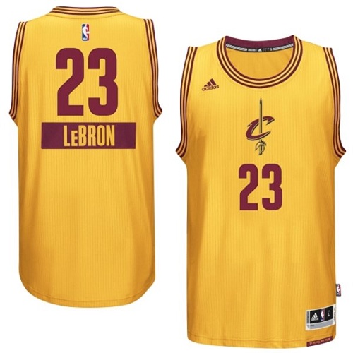 LeBron James Authentic In Gold Adidas NBA Cleveland Cavaliers 2014-15 Christmas Day #23 Men's Jersey - Click Image to Close
