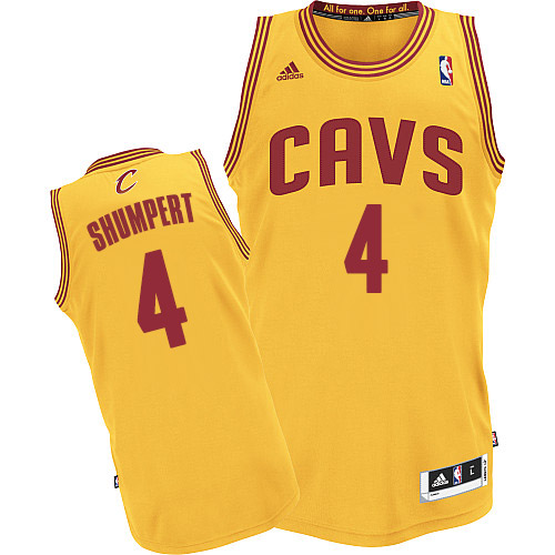 Iman Shumpert Authentic In Gold Adidas NBA Cleveland Cavaliers #4 Men's Alternate Jersey - Click Image to Close