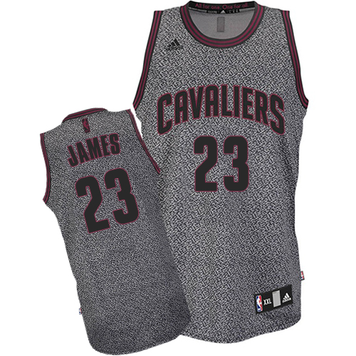 LeBron James Authentic In Grey Adidas NBA Cleveland Cavaliers Static Fashion #23 Men's Jersey