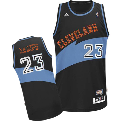 LeBron James Authentic In Black Adidas NBA Cleveland Cavaliers ABA Hardwood Classic #23 Men's Jersey - Click Image to Close
