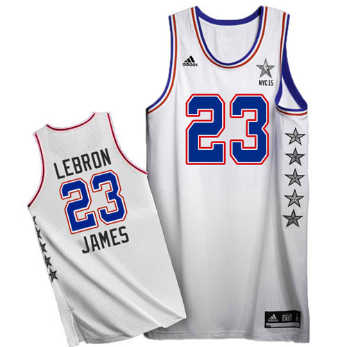 LeBron James Authentic In White Adidas NBA Cleveland Cavaliers 2015 All Star #23 Men's Jersey - Click Image to Close