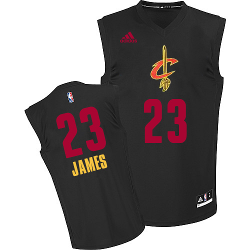 LeBron James Authentic In Black Adidas NBA Cleveland Cavaliers Fashion II #23 Men's Jersey - Click Image to Close