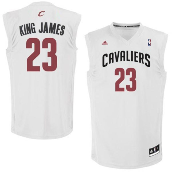 LeBron James Authentic In White Adidas NBA Cleveland Cavaliers "King James" #23 Men's Jersey - Click Image to Close