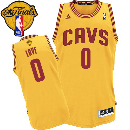 Kevin Love Authentic In Gold Adidas NBA The Finals Cleveland Cavaliers #0 Men's Alternate Jersey - Click Image to Close