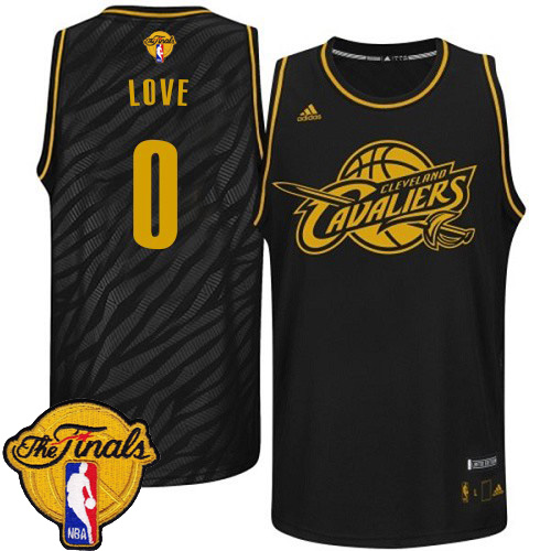 Kevin Love Authentic In Black Adidas NBA The Finals Cleveland Cavaliers Precious Metals Fashion #0 Men's Jersey