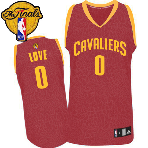Kevin Love Authentic In Navy Red Adidas NBA The Finals Cleveland Cavaliers Crazy Light #0 Men's Jersey