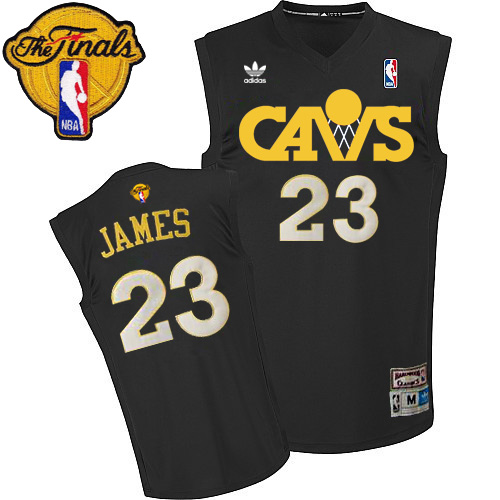 LeBron James Authentic In Black Adidas NBA The Finals Cleveland Cavaliers CAVS #23 Men's Throwback Jersey - Click Image to Close