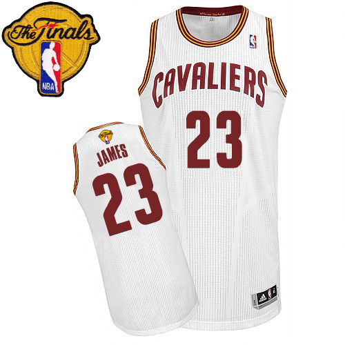 LeBron James Authentic In White Adidas NBA The Finals Cleveland Cavaliers #23 Men's Home Jersey - Click Image to Close